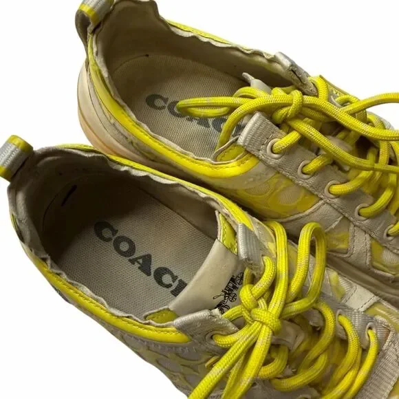 COACH Citysole Signature Mesh Runner Sneakers lemon yellow size 7.5 - Picture 5 of 9